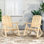 Bay Isle Home™ Outdoor Wooden Rocking Chair, Patio Log Rustic Adirondack Porch Rocker, All Weather Solid Wood Rocker Chair With High Back & Slatted Seat For Indoor, Backyard, Garden (Set Of 2, Natural)