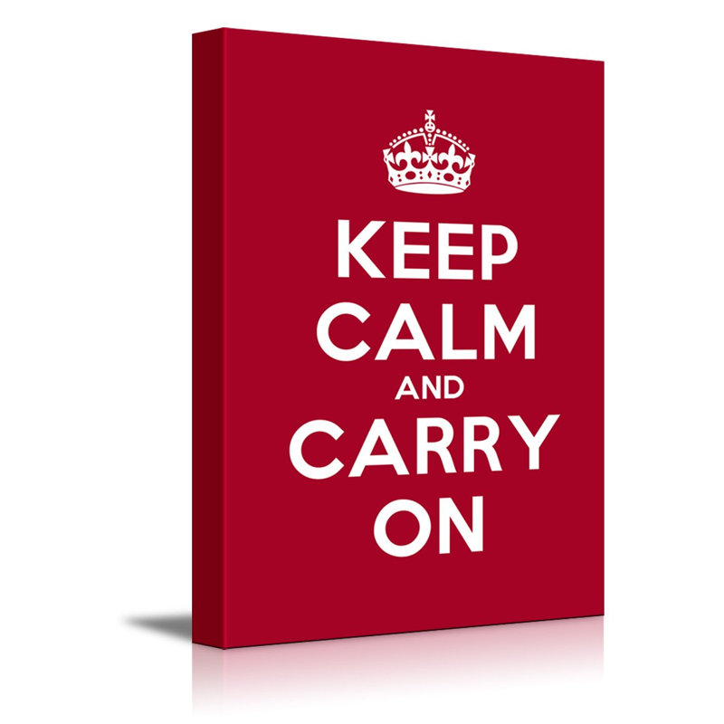 «Keep Calm And Carry On On», art textuel, H 18 po x l 12 po x P 1,5 po, Rouge riche