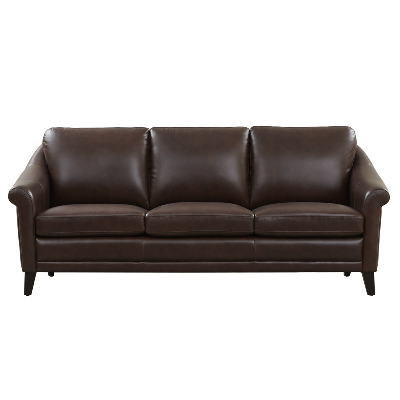 Genuine Leather 61'' Rolled Arm Loveseat, Brown Genuine Leather, 3
