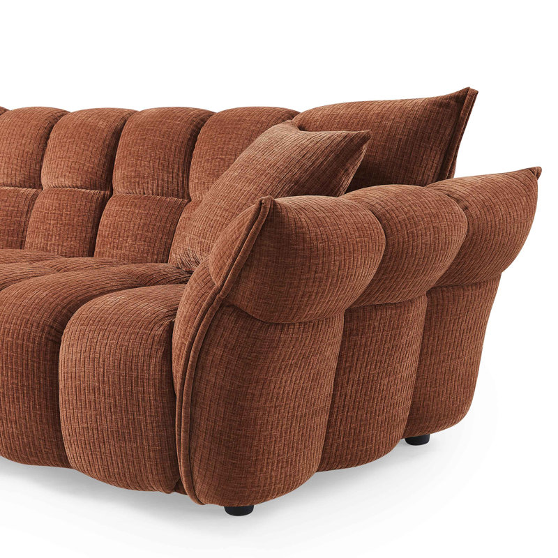 MINIMORE Modern Style Modular Free Combination Marigold Sofa, Rust, 3