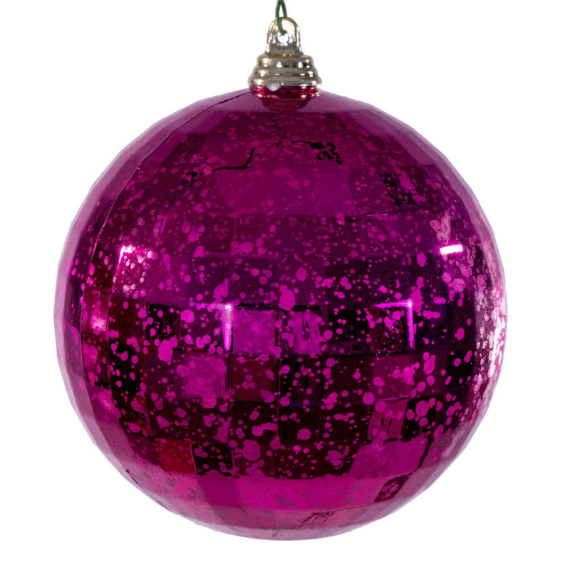 Vickerman 4" Mirror Mercury Ornament. It includes 6 pieces per bag., Fuchsia