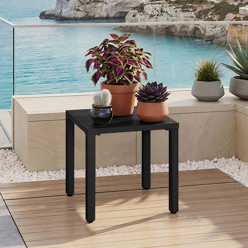 Table d'appoint d'extérieur carrée en métal thermolaqué L 18 po x l 18 po Charlesia
