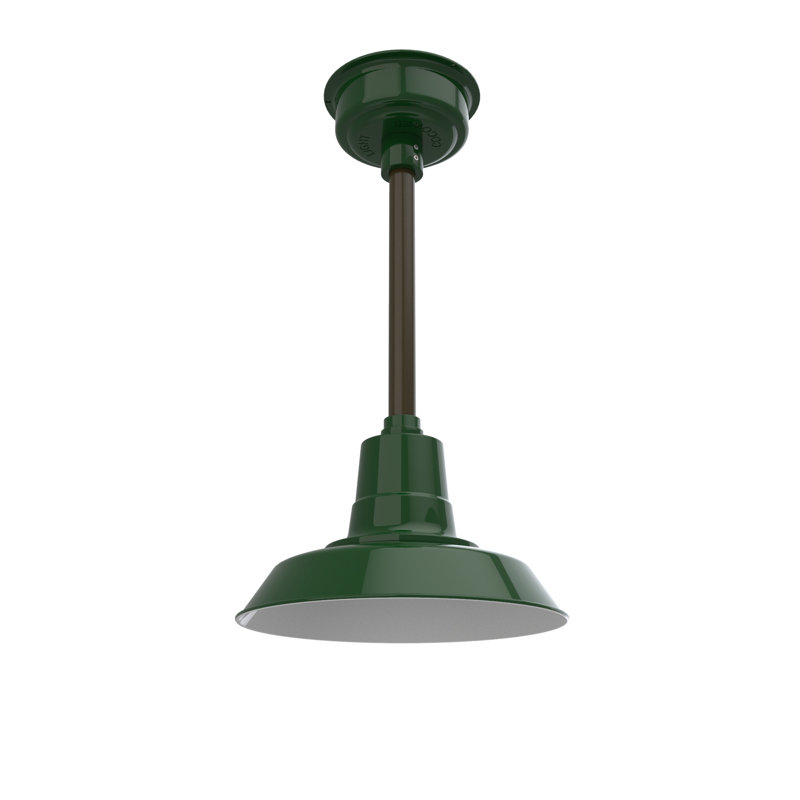 Luminaire suspendu en forme de dôme à 1 lumière DEL Haleigh, H 48 po x l 12 po x P 12 po, Vert rétro / acajou bronzé