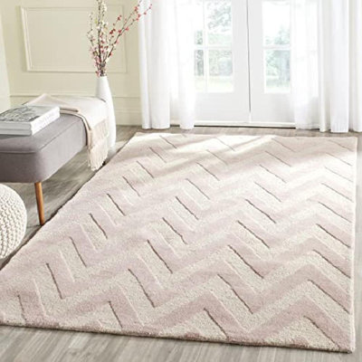 Tapis mauve / ivoire en laine touffeté à la main Sanyla