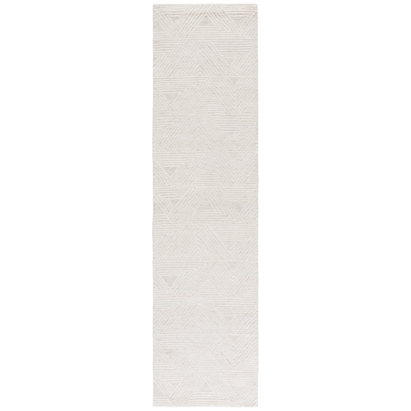 Eulamae Ebony Hand Tufted Wool/Cotton Geometric Rug in Ivory/Beige, Runner 2'3" x 9'