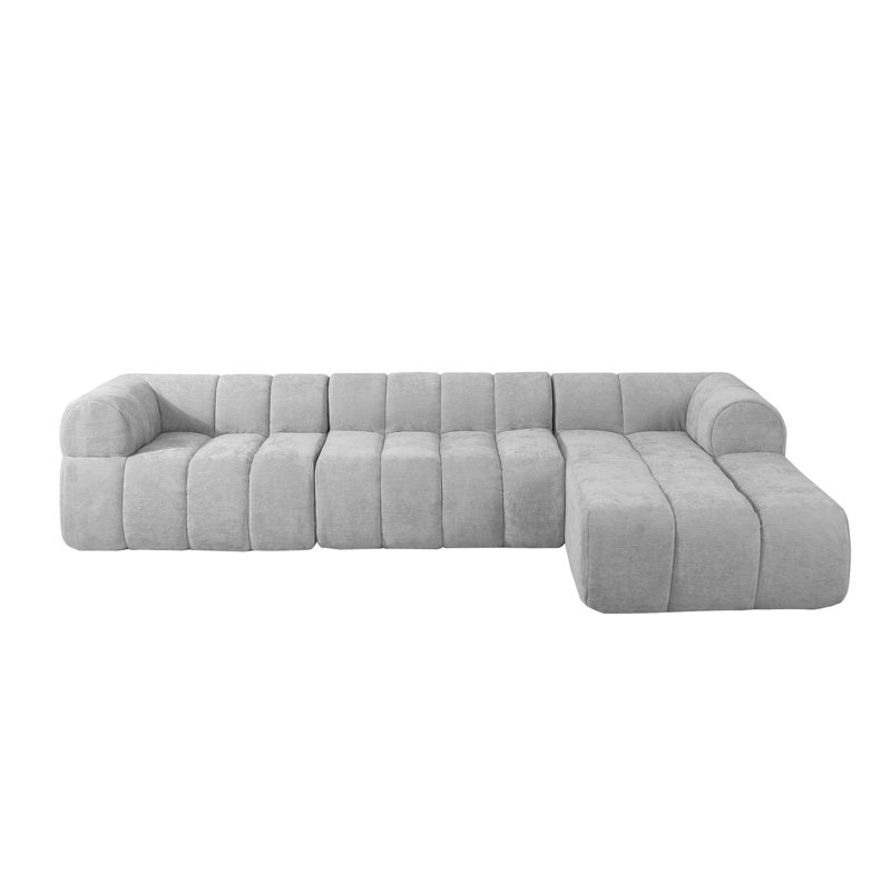 Canapé modulaire en L rembourré, Polyester gris