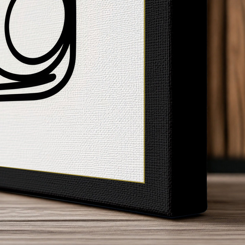 Seated Cat in Line Minimalist - Wrapped Canvas, 24x16 - 61.0 x 40.6 cm, Black Border