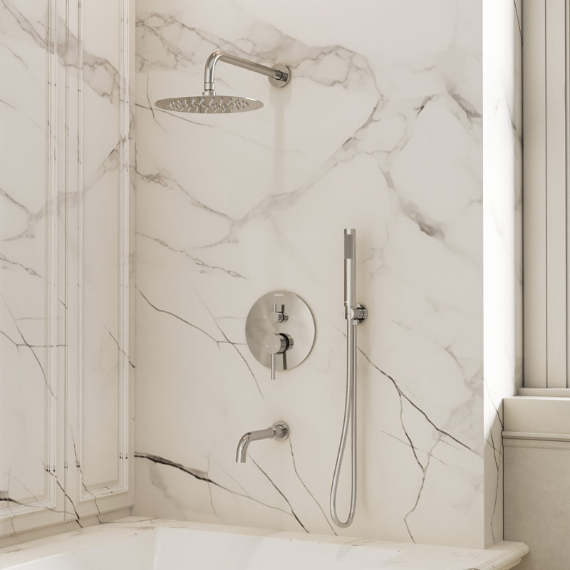 Crozet Pressure Balance Tub and Shower Faucet with 10-inch Rain Shower Head (Valve Included), Chrome