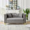 Canapé 58 po en velours Chesterfield de 58 po, canapé 2 places à siège profond, canapé moderne avec têtes de clou à boutons, accoudoirs carrés, meubles de salon, de chambre à coucher et de bureau (gris)