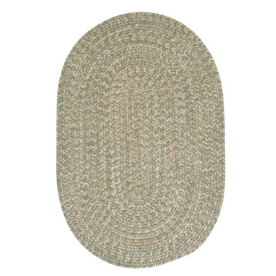 Tapis vert sauge tressé / beige / crème Ken
