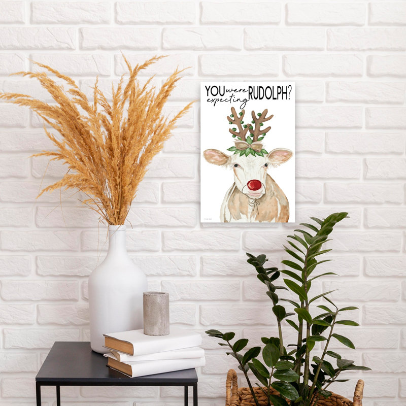 Were You Expecting Rudolph Christmas Cow by Cindy Jacobs - Wrapped Canvas Print, 45.72cm H x 30.48cm W