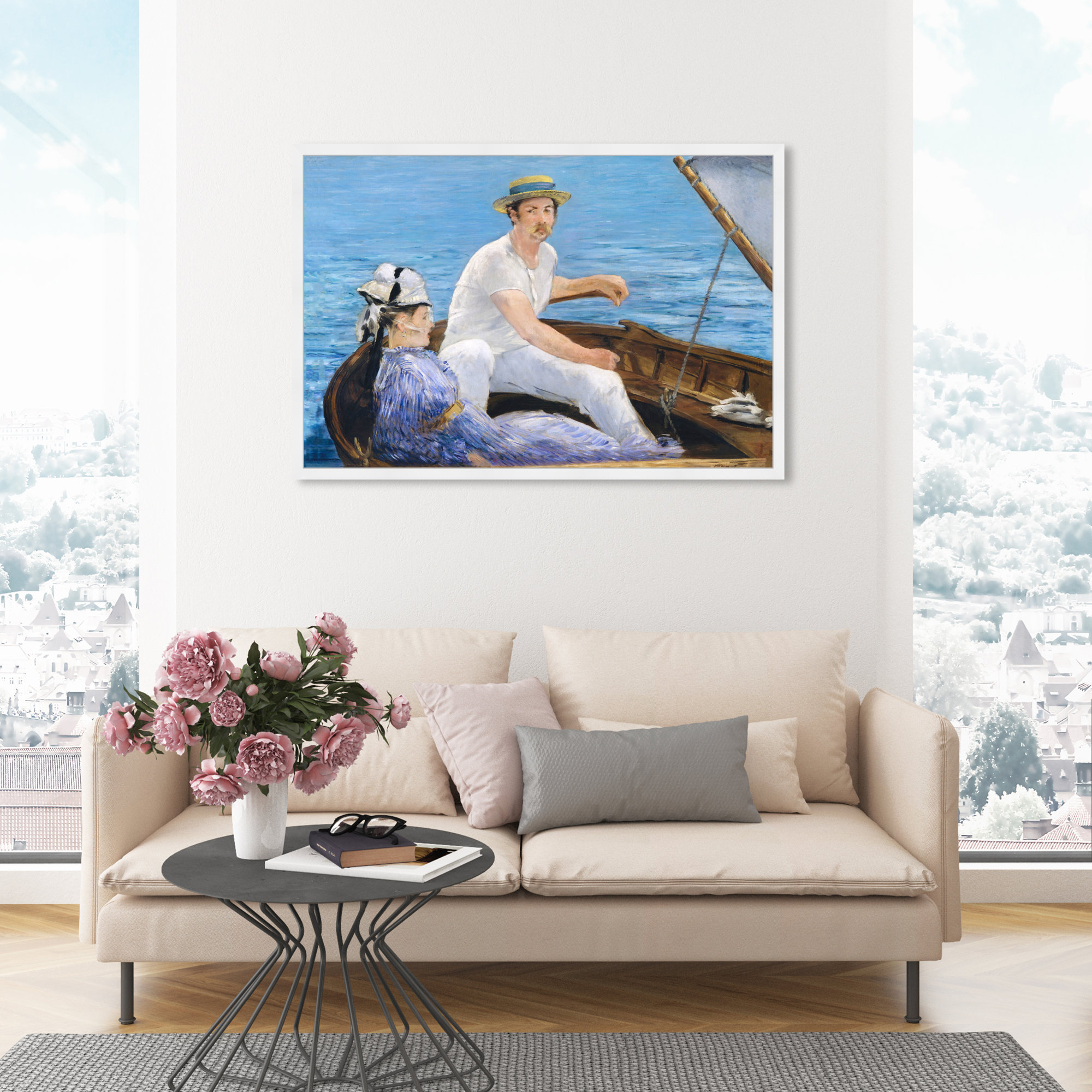 Manet - Boating 1974, 32" H x 47" W x 0.5" D, White