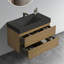 Meuble-lavabo 36 po - Chêne naturel, rangement généreux à tiroirs, chêne silencieux avec évier moderne, fixation murale, grands tiroirs-465840701