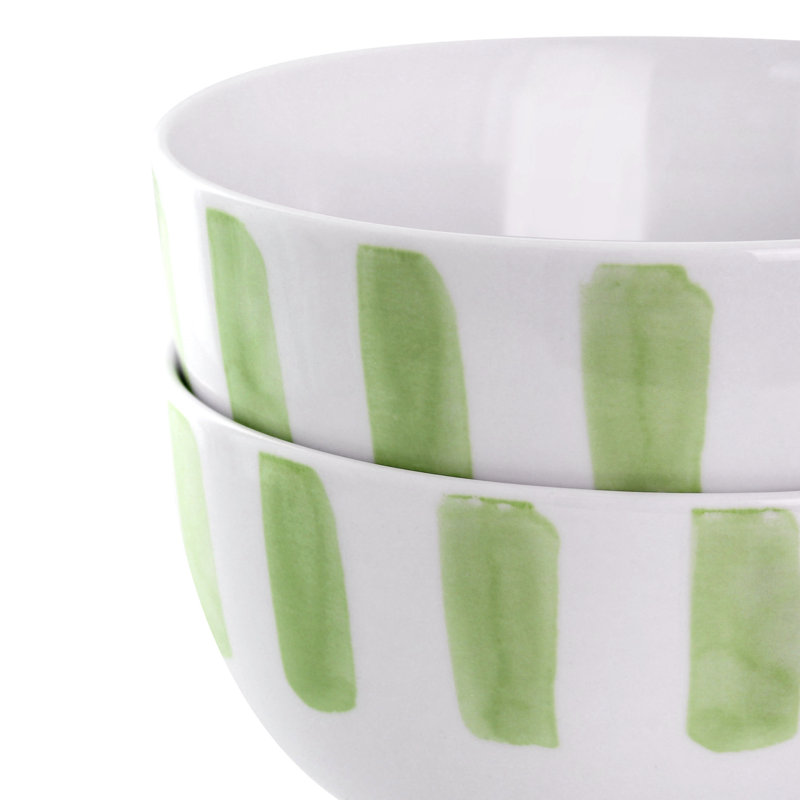 Ensemble de bols en céramique fine de 2 pièces Gibson Home Pacific Waves, Green