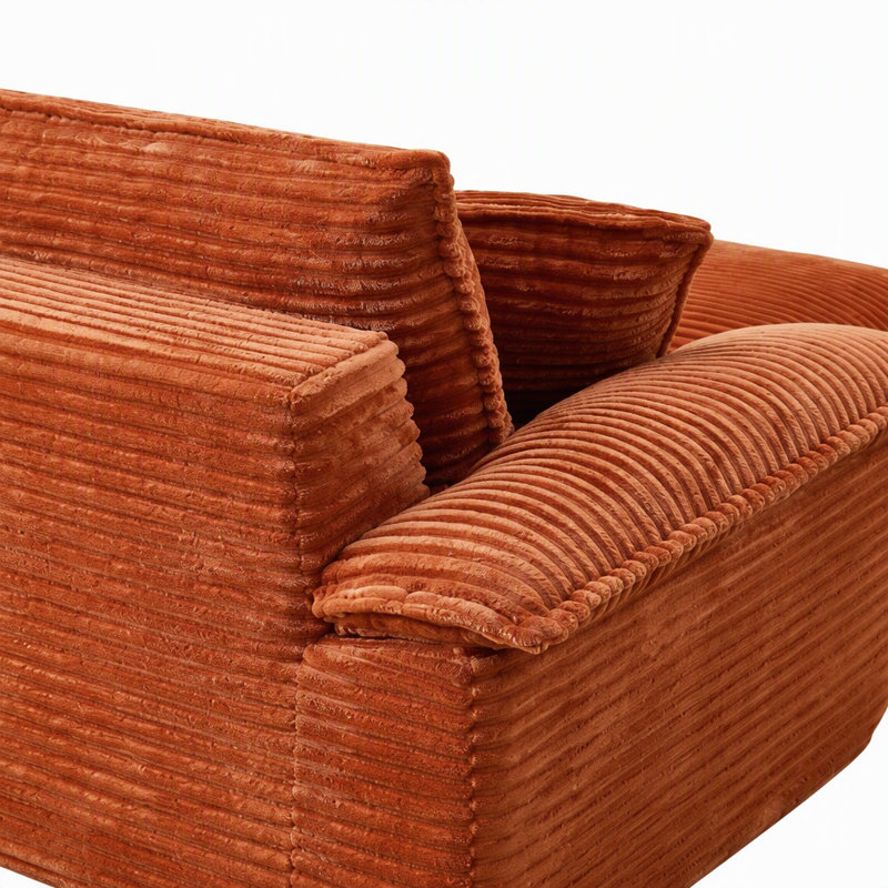 Upholstered 47.61 " Fabric Sofa, Orange Fabric, Orange