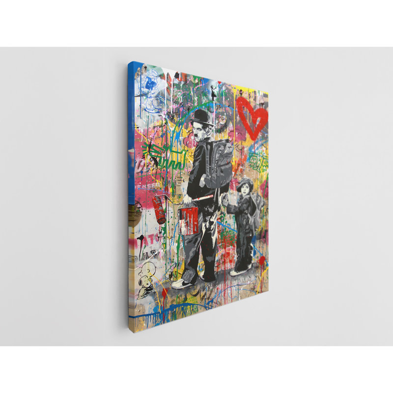 «Mr. Brainwash Charlie Chaplin Graffiti», reproduction sur toile, H 36 po x l 24 po