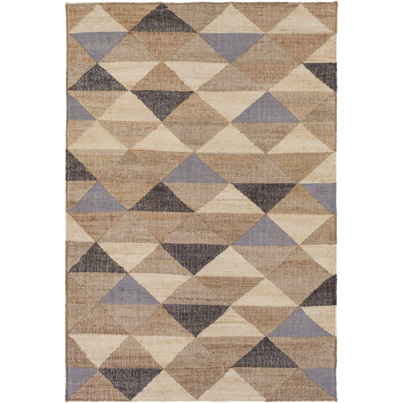 Tapis géométrique brun / beige tissé à la main Vasta, Rectangle 3 pi 3 po x 5 pi 3 po