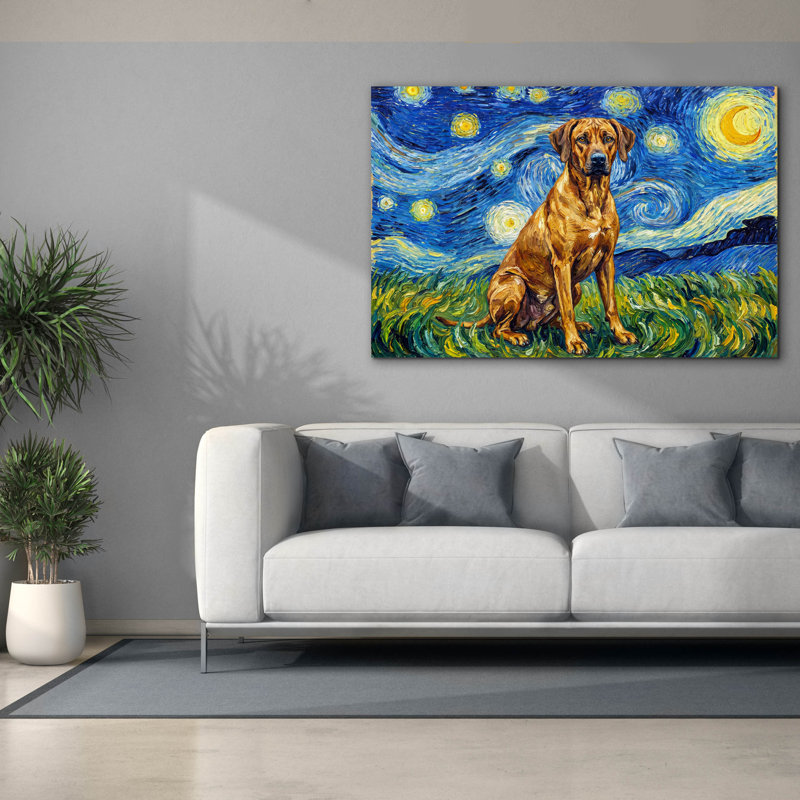  «Rhodesian Ridgeback Starry Night» par Rich Monet, art mural sur toile, 60 po x 40 po, 60 po x 40 po