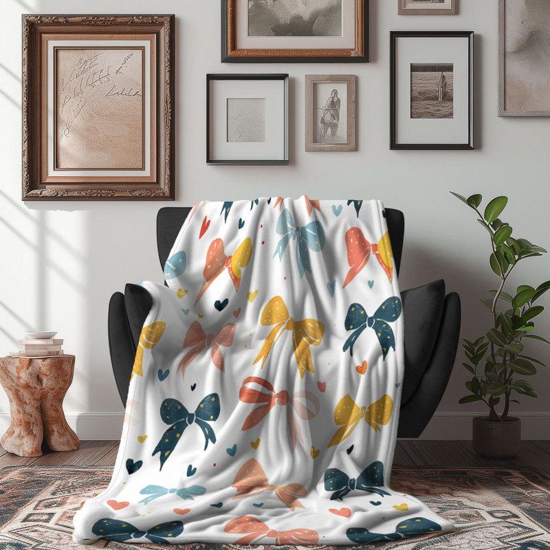Hue Ribbon - 1 Piece Premium Sherpa Blanket, 60" W x 80" L
