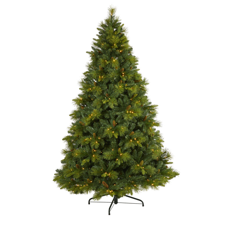 Lighted Artificial Pine Christmas Tree, 7.5' H