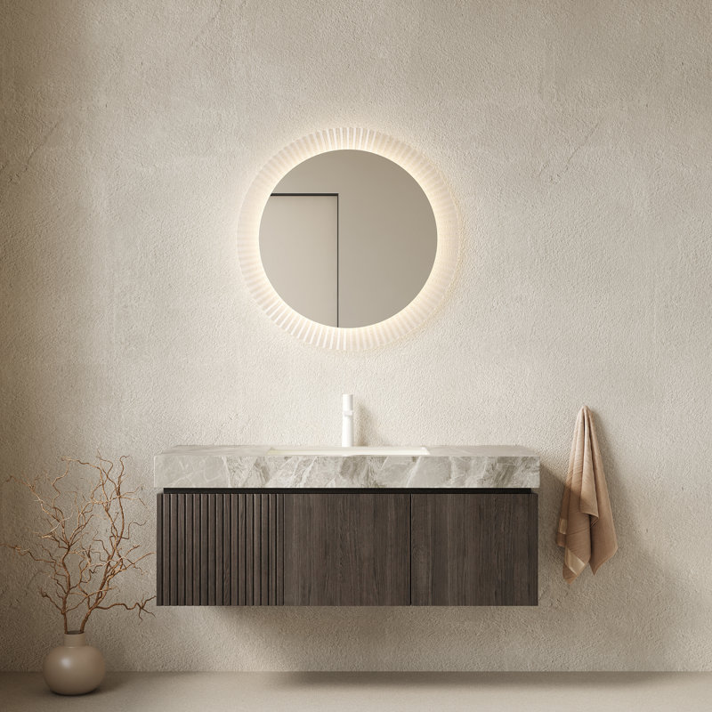 Meuble-lavabo et lavabo espresso Modern, céramique et pierre durables, solution de salle de bain compacte