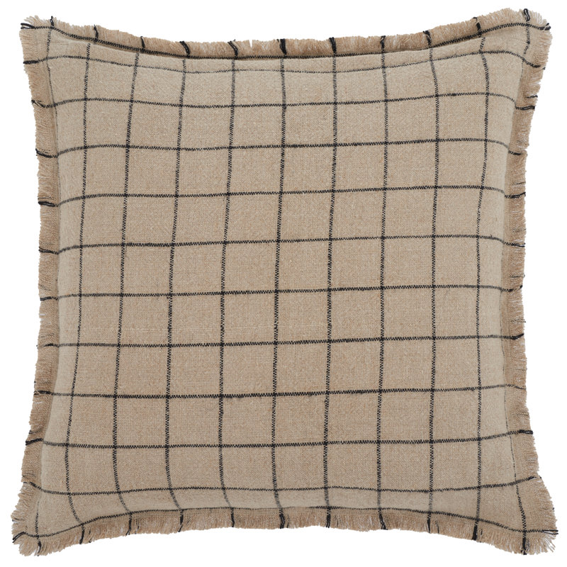 Jenille 20x20 Natural Black Woven Throw Pillow