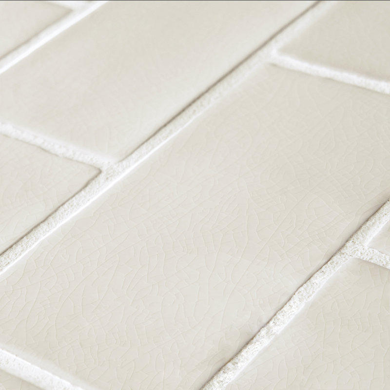 Carreau de mur en céramique aspect béton 3 po x 6 po Antic Craquelle, Blanc