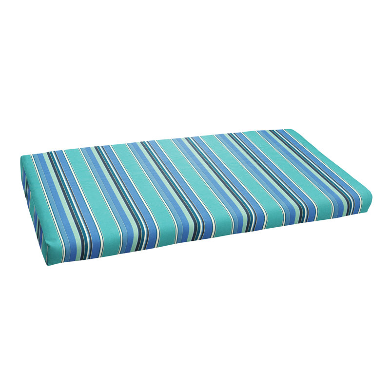  Outdoor Stripe Bench Cushion, 48" W x 19" D , Blue Stripe