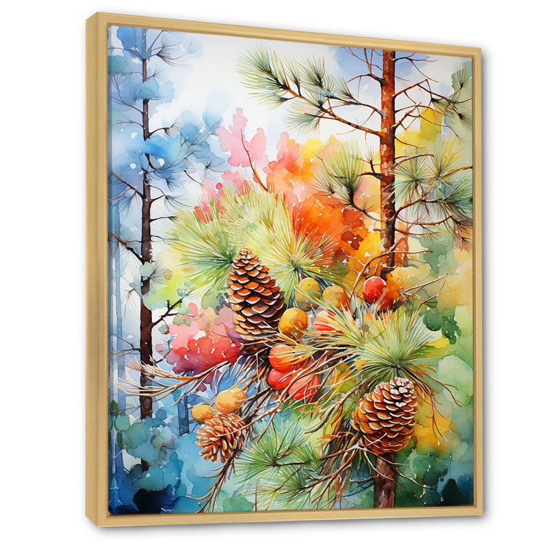 «Pine Tree Autumn Symphony II», reproduction sur toile, H 32 po x l 24 po x P 1 po, Cadre naturel flottant