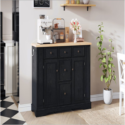 Buffet avec rangement, console de cuisine avec 5 tiroirs, 2 armoires, tablettes réglables, buffet pour la salle à manger, le salon, le vestibule