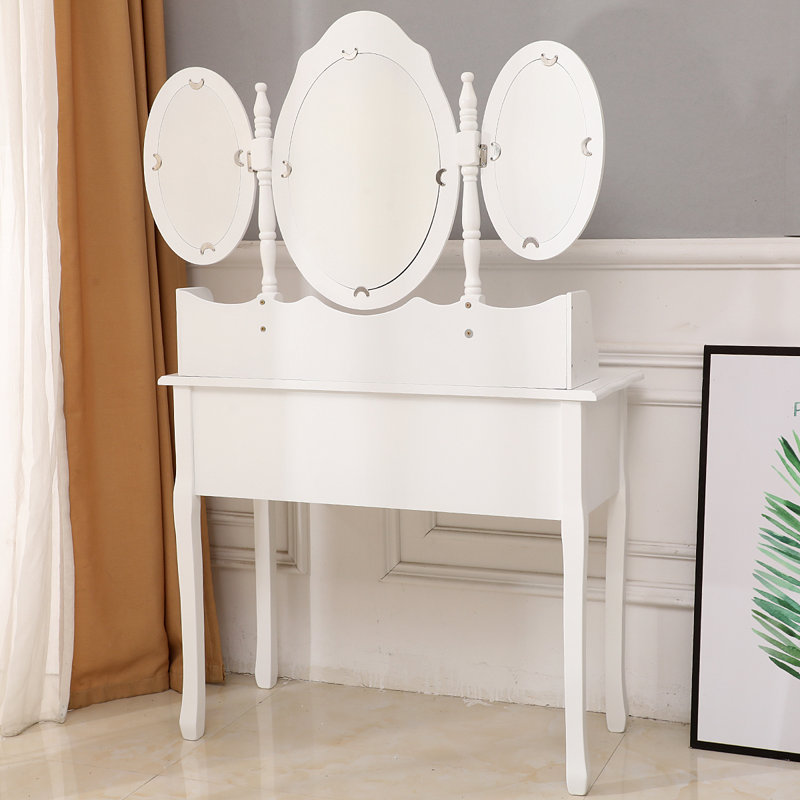 Dressing Table with Mirror, White