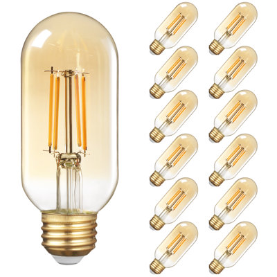 Ampoule à DEL T45 à intensité variable, ampoules à DEL 4,5 W, verre chaud ambré, blanc doux 2200 K