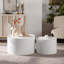 Ensemble de 2 tables basses rondes modernes en MDF ondulé avec rangement caché pour petits espaces, salon, chambre à coucher