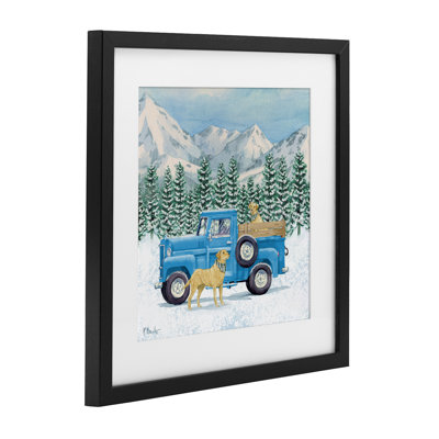 «Winter Pups & Truck», reproduction encadrée sous verre, conception de Paul Brent