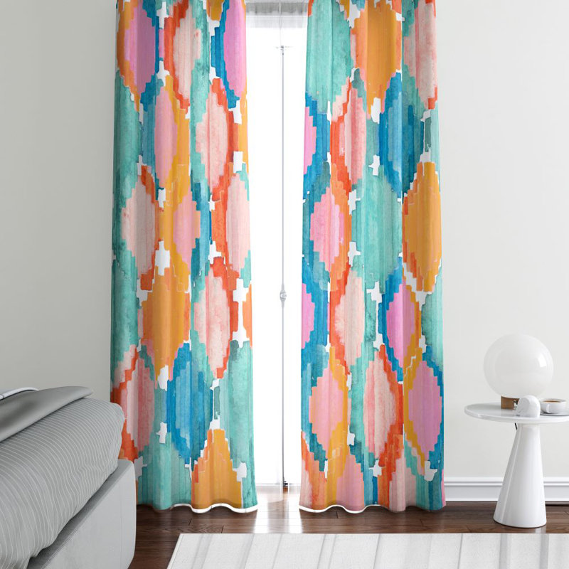 Panneaux de rideaux géométriques semi-transparents, L 20 po x L 52 po