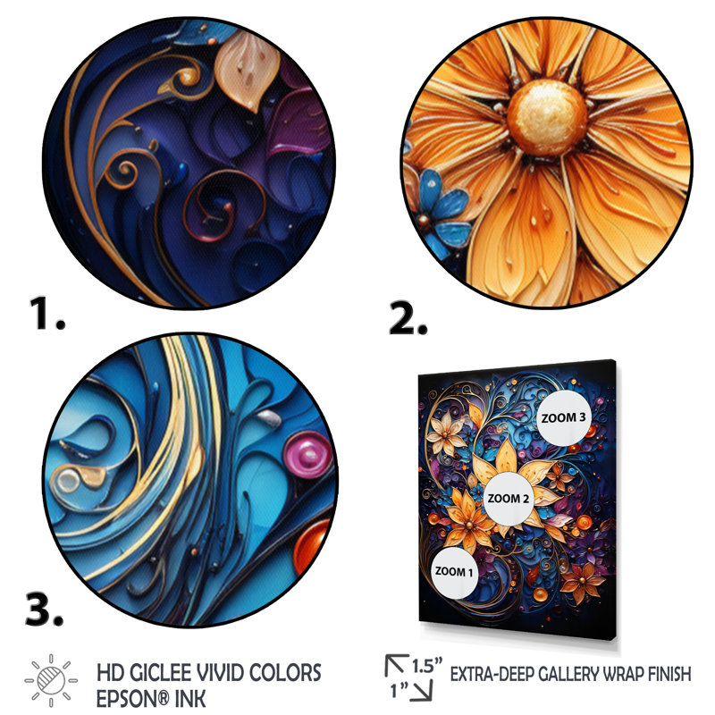 Laquishia Spiral Kaleidoscope II, reproduction d'art sur toile, H 20 po x l 12 po x P 1 po, Or