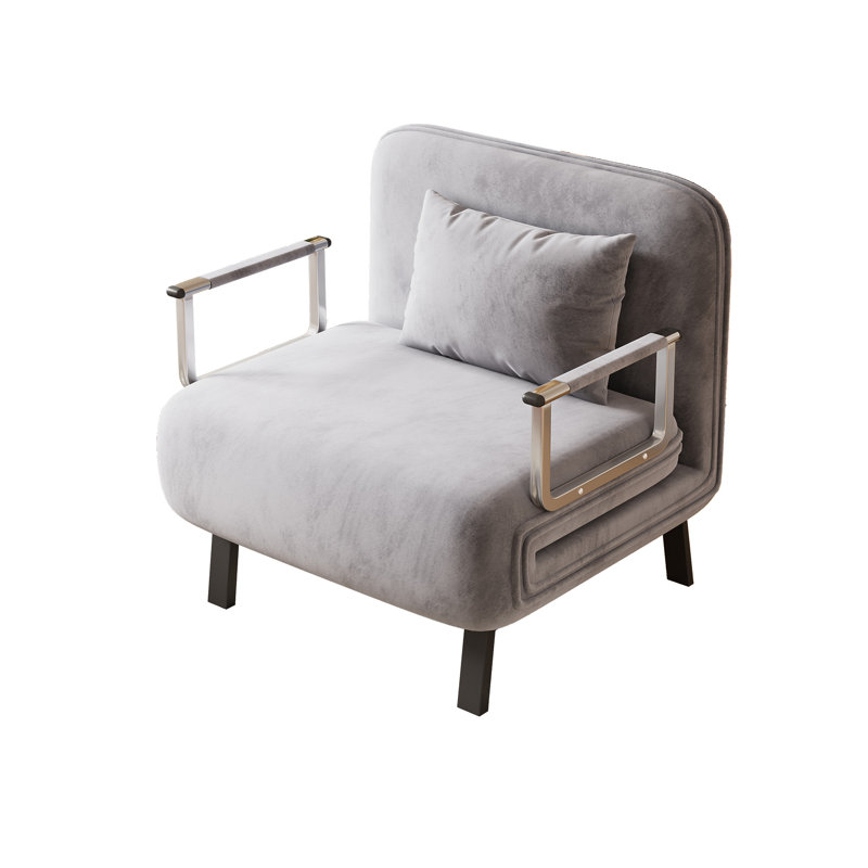 31.5? Convertible Chair Bed, Light Gray Velvet
