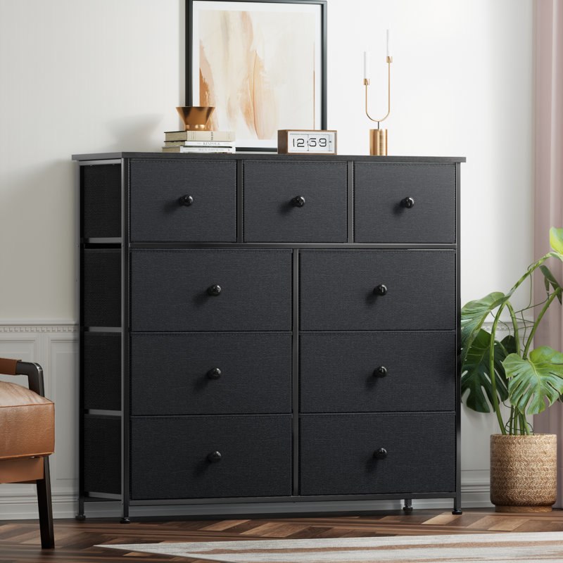 Ojaswi 9 Drawer 99.1Cm W Chest, Black/Grey