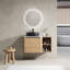 Meuble-lavabo mural 36 po avec lavabo d'art en céramique et tablettes de rangement, porte à fermeture en douceur, emballage KD, contreplaqué-44989181