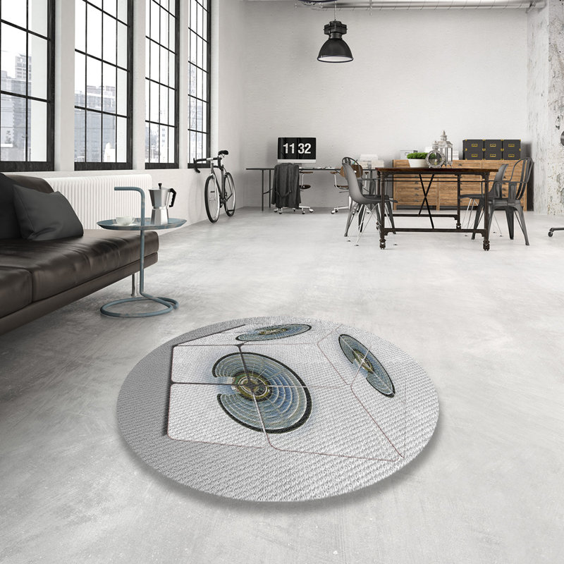 Tapis zone grise à motifs, Rond 6 pi