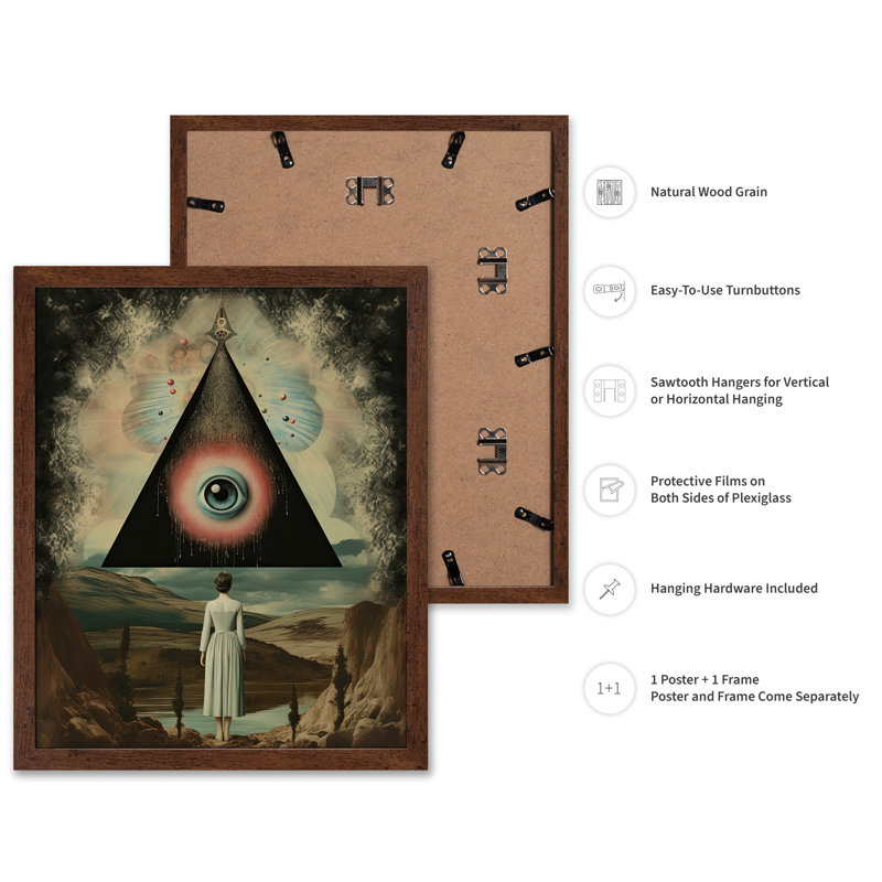 Œil psychédélique de la Providence, Poster, 24"H x 32"W, Brown Framed