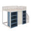 Lit mezzanine double avec armoires de rangement et rideau