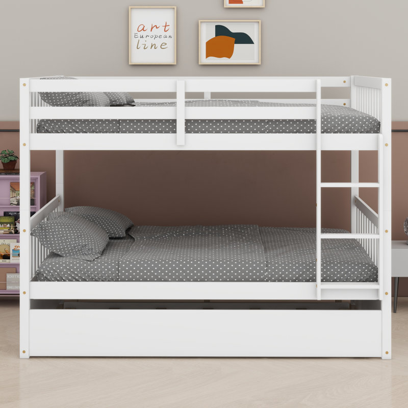 Lit superposé en bois peu encombrant au design gigogne et convertible, Blanc