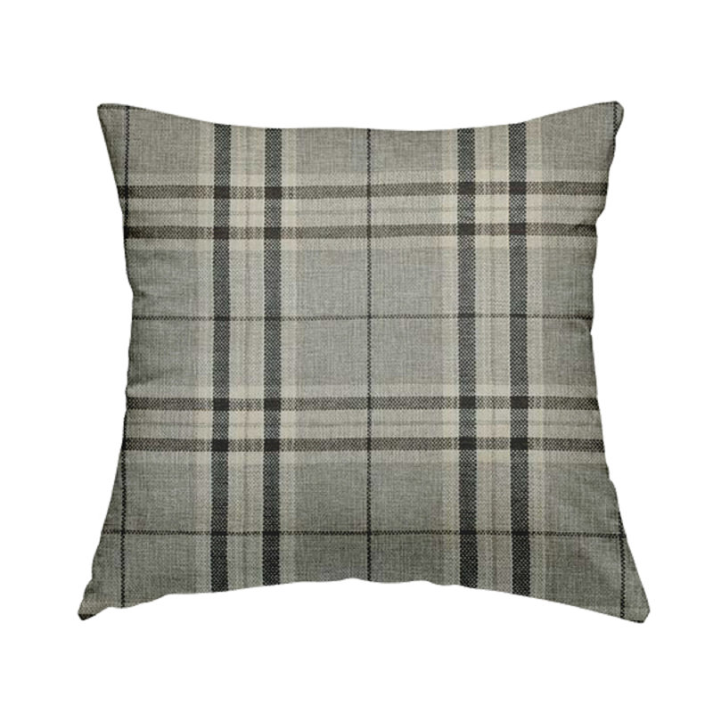 Croy Plaid Square Cushion, 43cm H x 43cm W x 5cm D, Silver Grey
