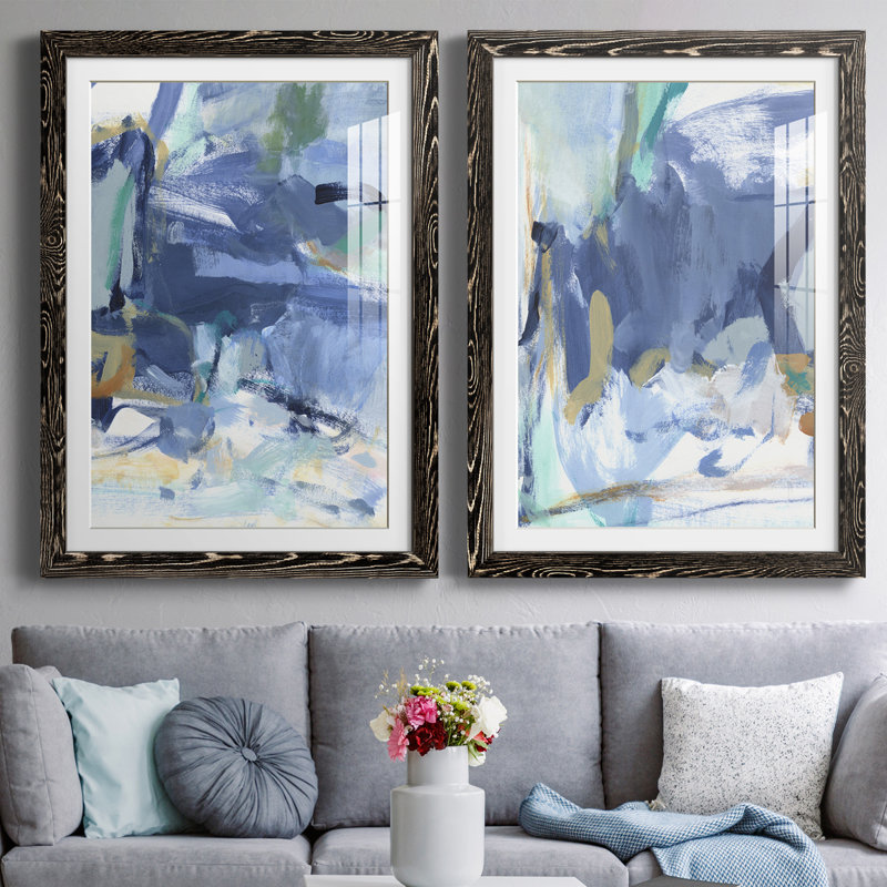 Blue Room I Premium encadré mat - prêt à être accroché, Noir, H 20 po x l 17 po x P 1 po