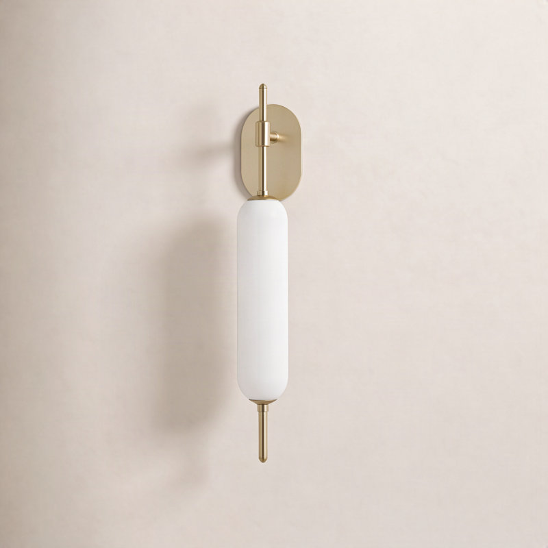 Single Light Steel Dimmable Armed Sconce, Aged Brass