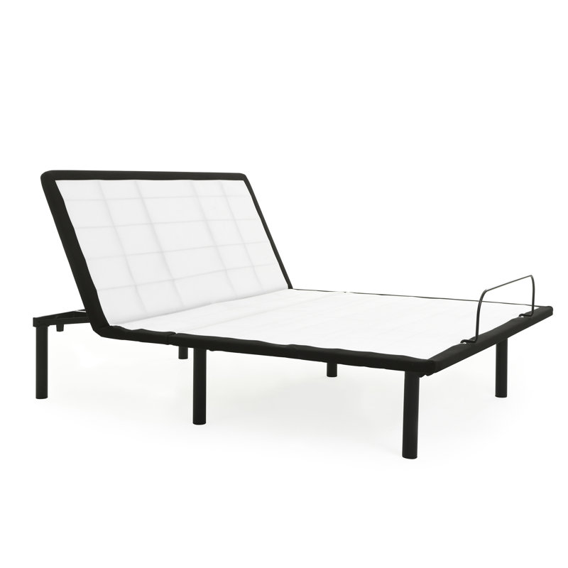 Queen Bed Adjustable Base With Head-Up Function - Metal, Grey, Wired Remote To Enhance Settings Adjustment, Ease Joint Discomfort Size Setting In Metal Grey Sleeping Experience And Stress
