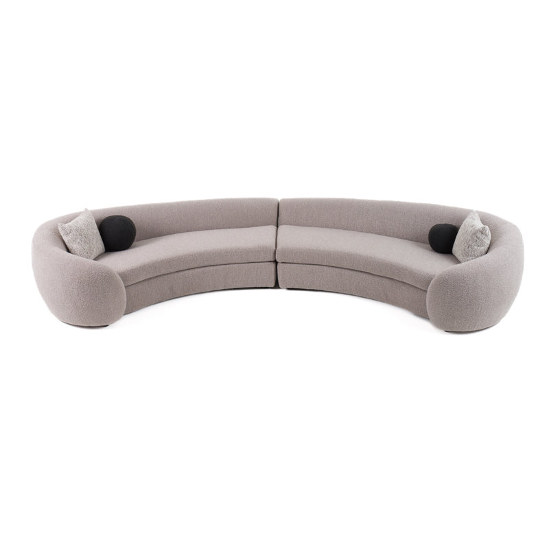 Kilmer Upholstered Curved Sectional Symmetrical, Medium Gray Polyester