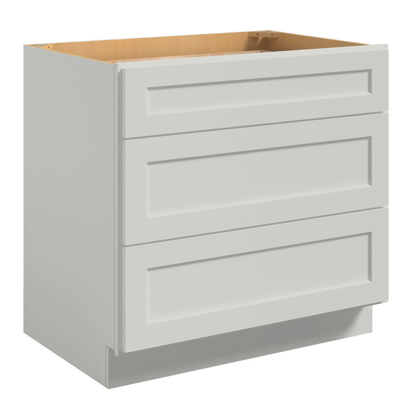Armoire de base prête à assembler à 3 tiroirs, Pigeon Shaker, H 34,5 po x l 36 po