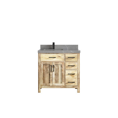 Meuble-lavabo simple 36 po avec plateau en quartz Malibu Mango